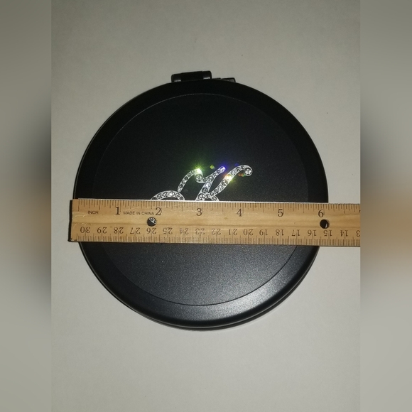 Black Dual Magnifying Mirror w/ Crystal Initial by Lori Greiner - Letter K - Picture 4 of 9